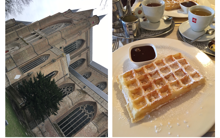 Kirche und Waffel in Brügge